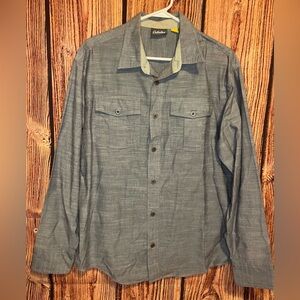 Cabela's Outfitter Long Sleeve Button Down Blue  Denim Sz L R Shirt